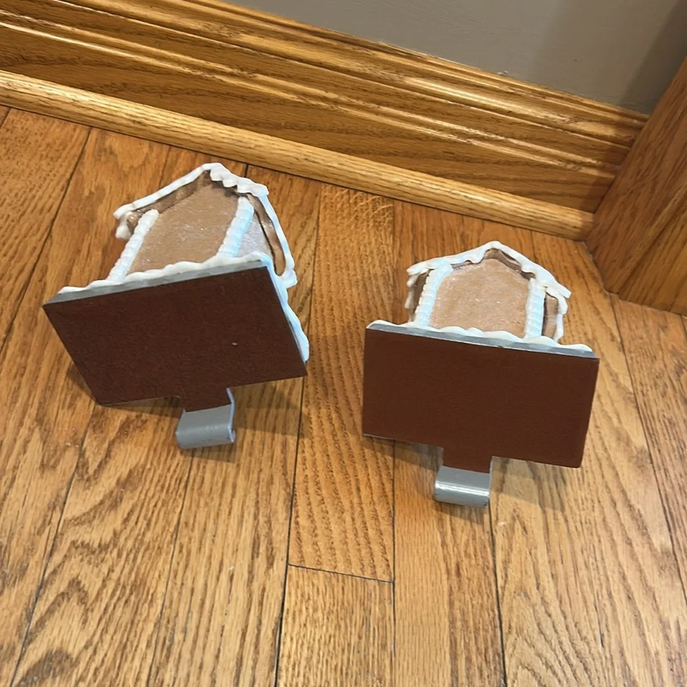 Gingerbread House Stocking Holders - White and Brown - Picture 4 of 4